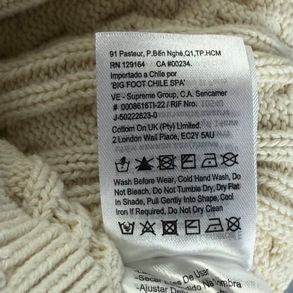 Cotton On Kids Cable Knit V-Neck Sweater Cream Navy Stripes Sz 9-10 - Picture 6 of 11